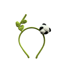 Animal Head Hair Band Panda with Bamboo